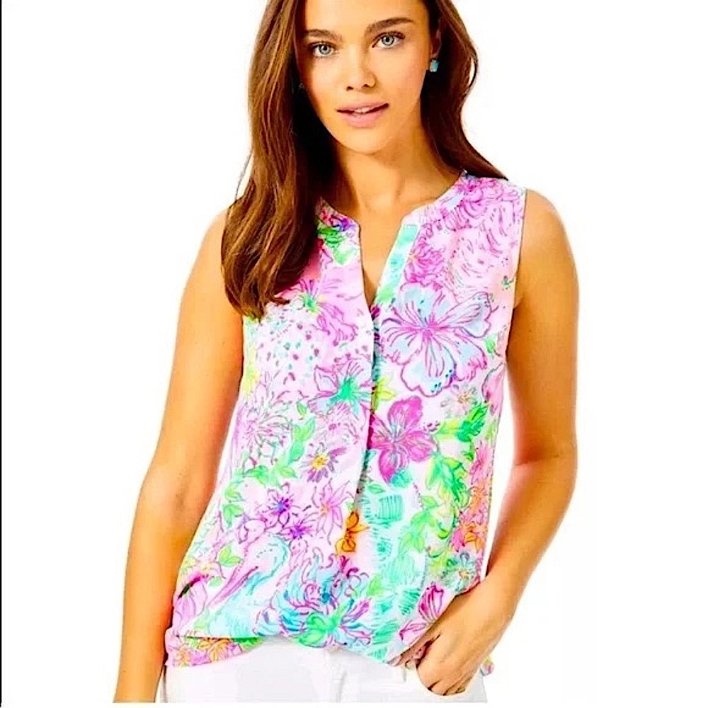 𝐋𝐈𝐋𝐘 𝐏𝐔𝐋𝐈𝐓𝐙𝐄𝐑 | FLORAL “STACY” TOP